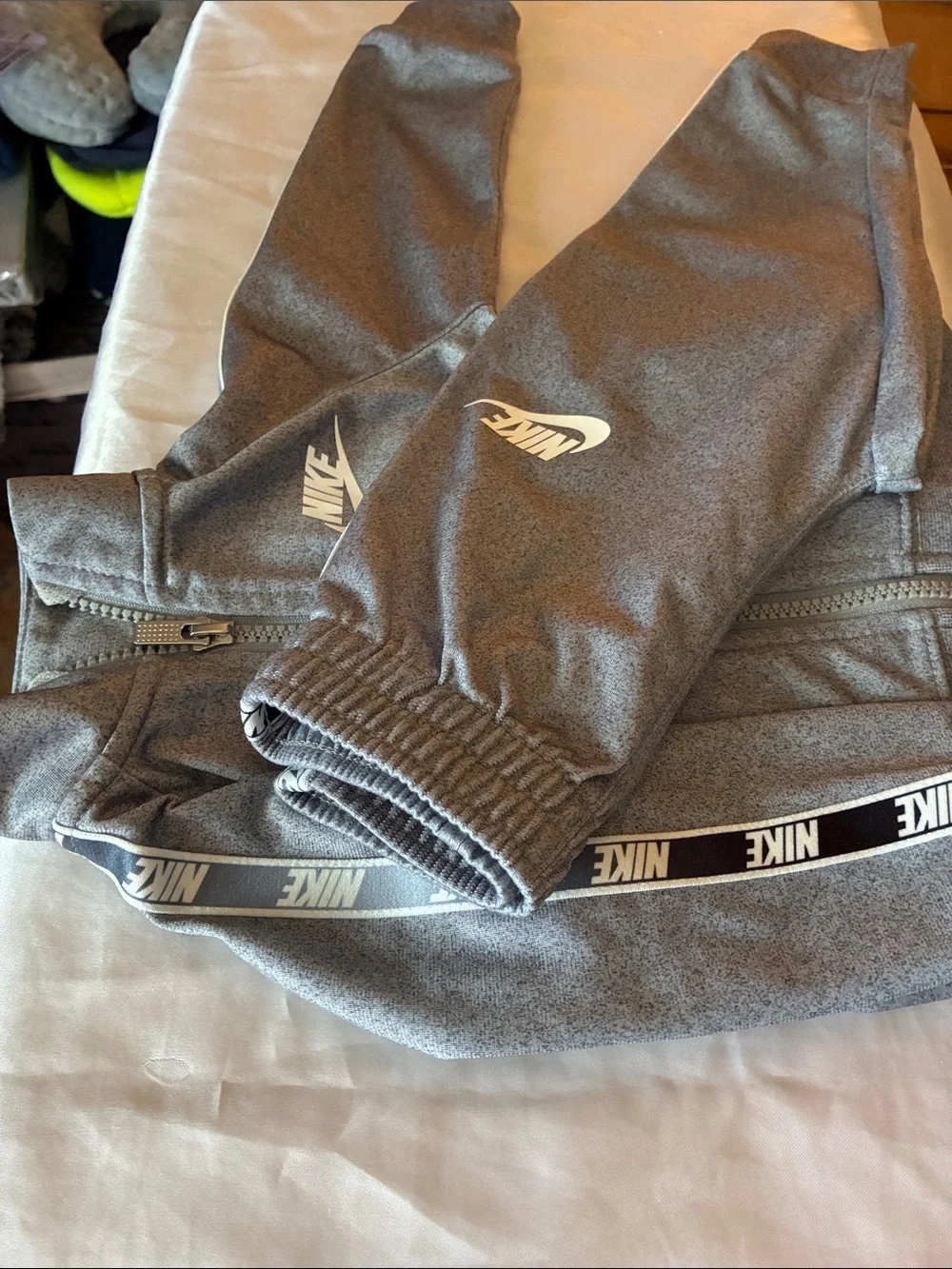 Nike Kids Gray Logo Joggers with Branded Tape